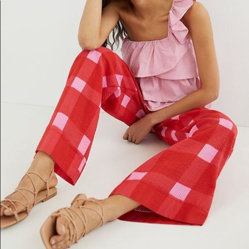 Anthropologie x Porridge Preppy Plaid Wide-Leg Pants